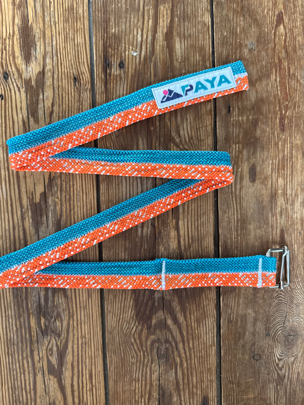 Ceinture upcycling PAYA turquoise & orange – corde escalade recyclée | 99 cm PAYA & be unique.
