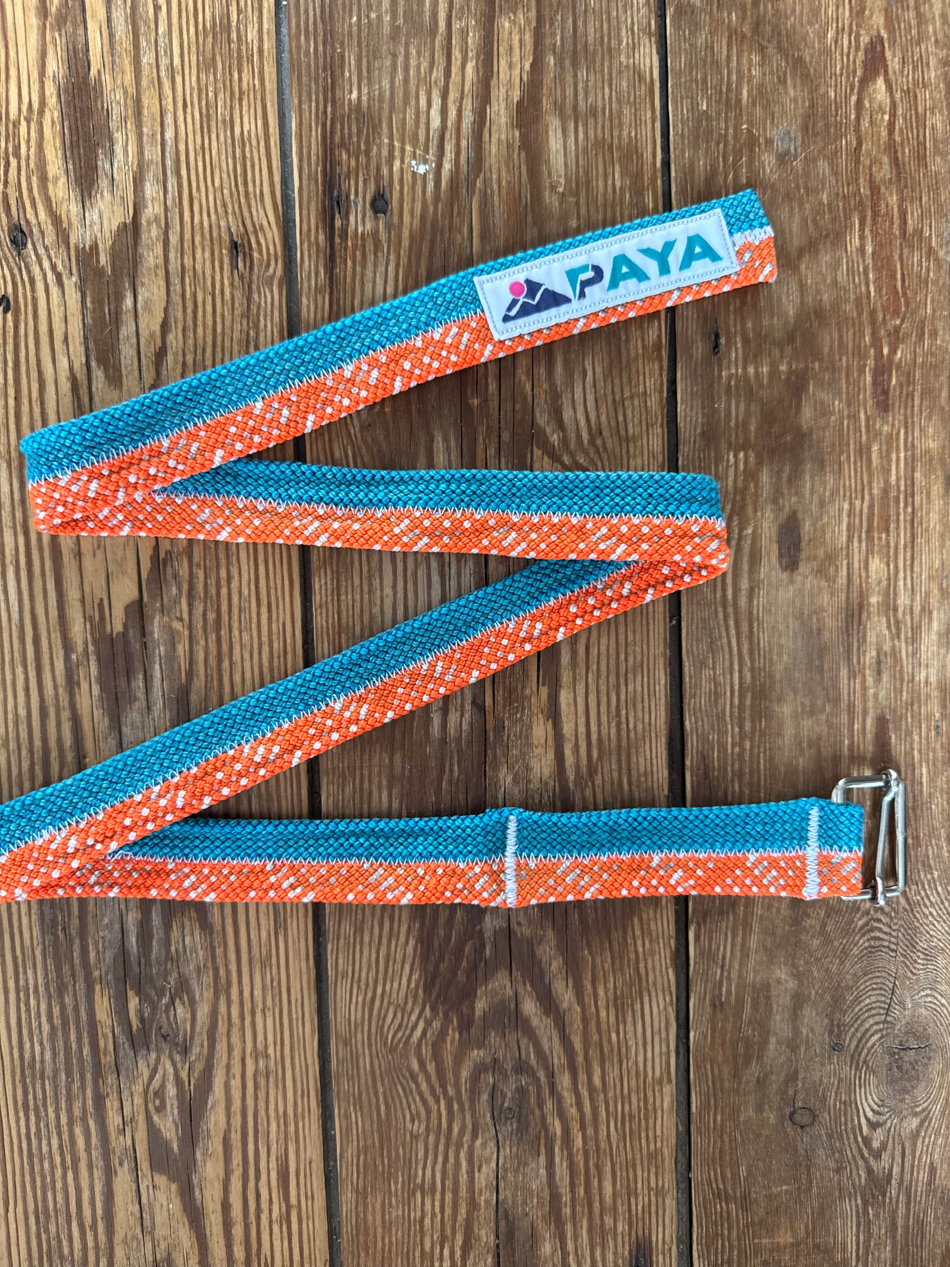 Ceinture upcycling PAYA turquoise & orange – corde escalade recyclée | 99 cm PAYA & be unique.