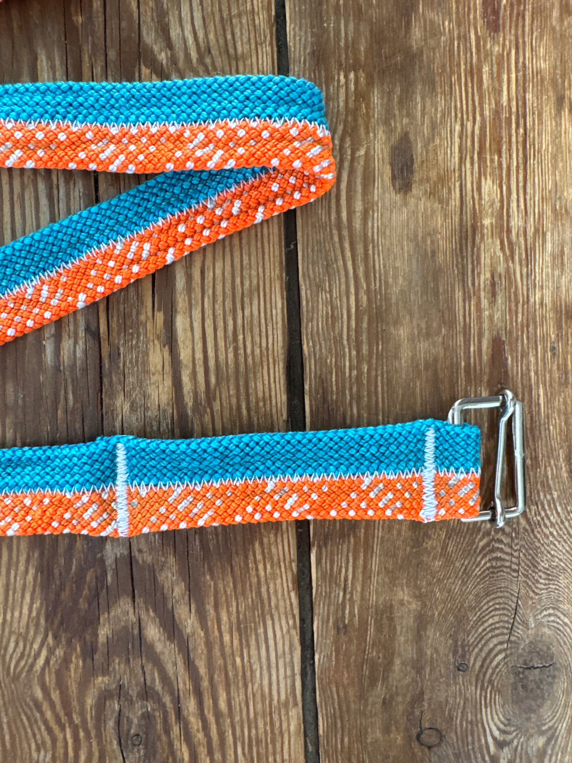 Ceinture upcycling PAYA turquoise & orange – corde escalade recyclée | 99 cm PAYA & be unique.
