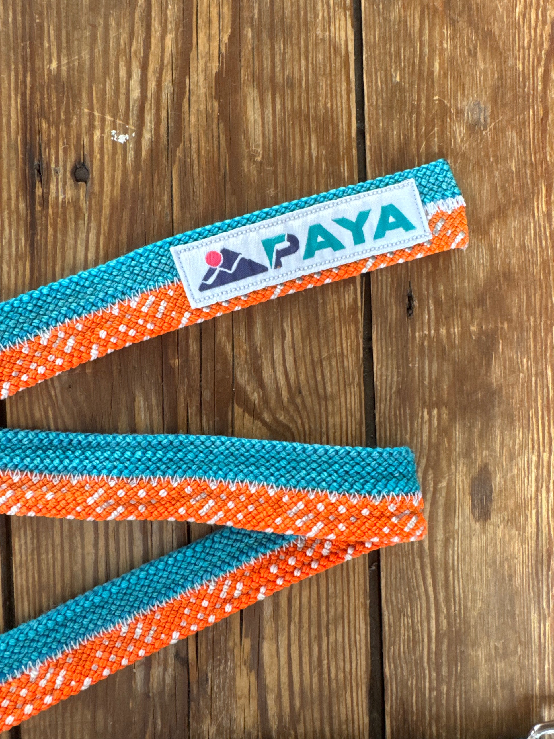 Ceinture upcycling PAYA turquoise & orange – corde escalade recyclée | 99 cm PAYA & be unique.