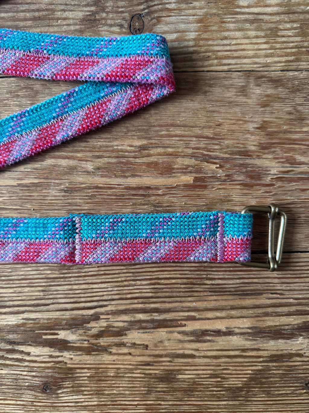 Ceinture en corde d'escalade recyclée rose et turquoise, fait main - PAYA