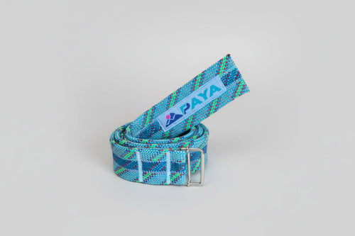 Ceinture 3 cordes en corde d'escalade recyclée bleu et turquoise, fait main - PAYA