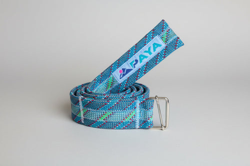 Ceinture 3 cordes en corde d'escalade recyclée bleu et turquoise, fait main - PAYA