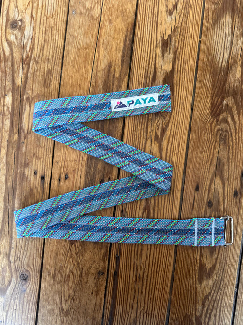 Ceinture 3 cordes en corde d'escalade recyclée bleu et turquoise, fait main - PAYA