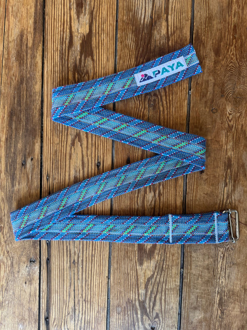 Ceinture 3 cordes en corde d'escalade recyclée bleu et turquoise, fait main - PAYA
